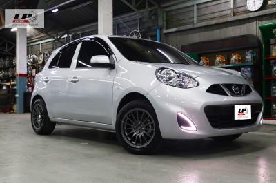 NISSAN MARCH (ป้ายแดง) จัดล้อแม็ก WG RS05RR 15x7 ET35 4x100 เทากัน คู่ยาง DUNLOP LM704 195/55-15 แม็กยางโปรราคาพิเศษ