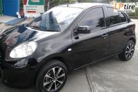 Nissan March + ล้อแม็ก SSW Frost (S021) 15นิ้ว สีดำหน้าเงา + ยาง FALKEN ZE912 195/55-15