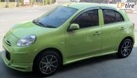 Nissan March + ล้อแม็ก YACHIYODA LW-01 15นิ้ว สีดำหน้าเงาขลิบแดง + ยาง ACHILLES M.STRADA 195/55-15