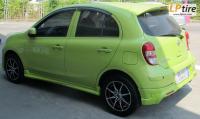 Nissan March + ล้อแม็ก YACHIYODA LW-01 15นิ้ว สีดำหน้าเงาขลิบแดง + ยาง ACHILLES M.STRADA 195/55-15