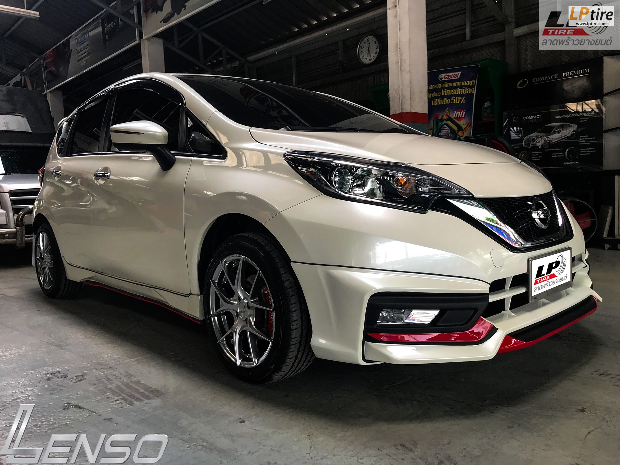 #NISSAN #NOTE สายคลีนจัด #ล้อแท้ #LENSO Jager Dyna ขอบ16 ET35 4รู100 สี HS คู่ยาง #MAXXIS HP5 195/50-16