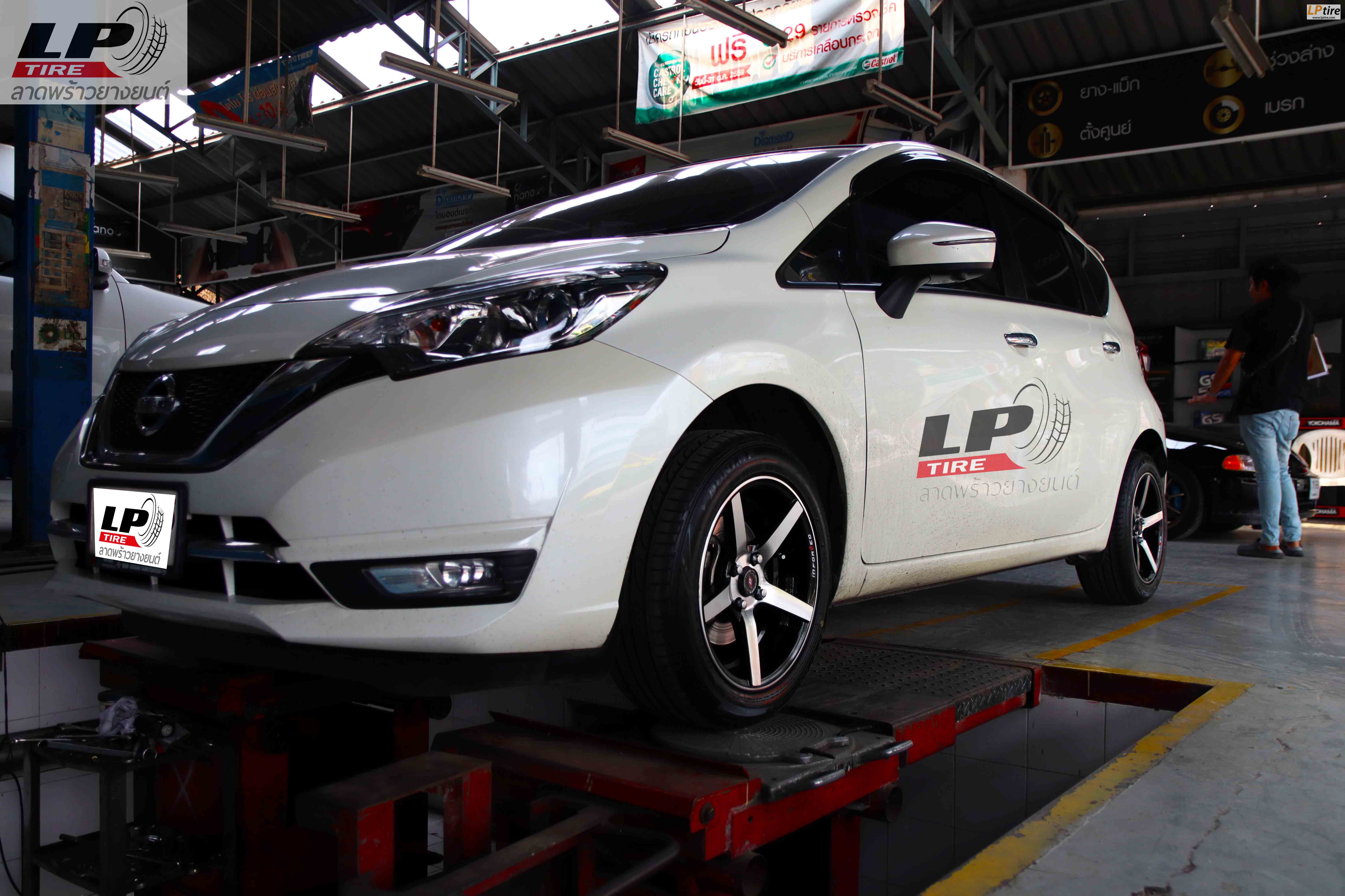 #NISSAN#NOTE + จัดแม็ก CV3 15x7 ET35 4x100 ดำหน้าเงา คู่ยางยนต์ DUNLOP LM704 195/55-15 ชุดละ 14900-.