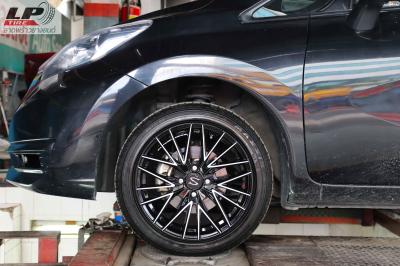 รถ - NISSAN NOTE ล้อแม็ก - LENSO SPIRIT AKIRAสีดำหน้าเงา สเปค - 16x7.0 4x100 ET38 รัดยาง - MAXXIS HP5 เบอร์ - 195/50R16