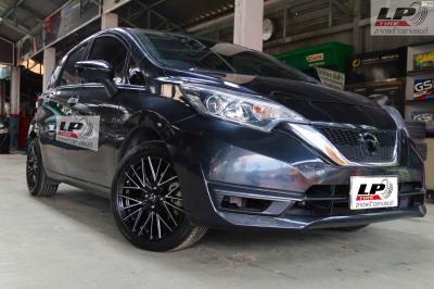 รถ - NISSAN NOTE ล้อแม็ก - LENSO SPIRIT AKIRA สีดำหน้าเงา สเปค - 16x7.0 4x100 ET38 รัดยาง - MAXXIS HP5 เบอร์ - 195/50R16