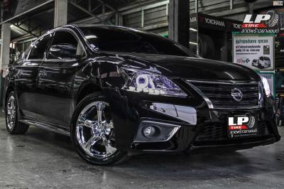 รถ - Nissan Sylphy ล้อแม็ก - MGW AF-60 โครเมี่ยม สเปค - 17x7 ET40 4x100-4x114.3 รัดยาง - NEXEN nfera su4 เบอร์- 215/50-17