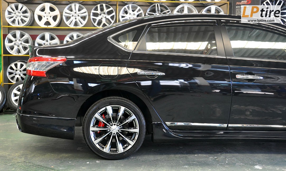 Nissan Sylphy + ล้อแม็ก Venerdi Madelena 17นิ้ว สี Black Chrome + ยาง YOKOHAMA EARTH-1 215/45R17