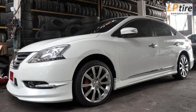 Nissan Sylphy + ล้อแม็ก SUPER 8 18นิ้ว สีHyper Black หน้าเงา + ยาง CORSA 225/40R18