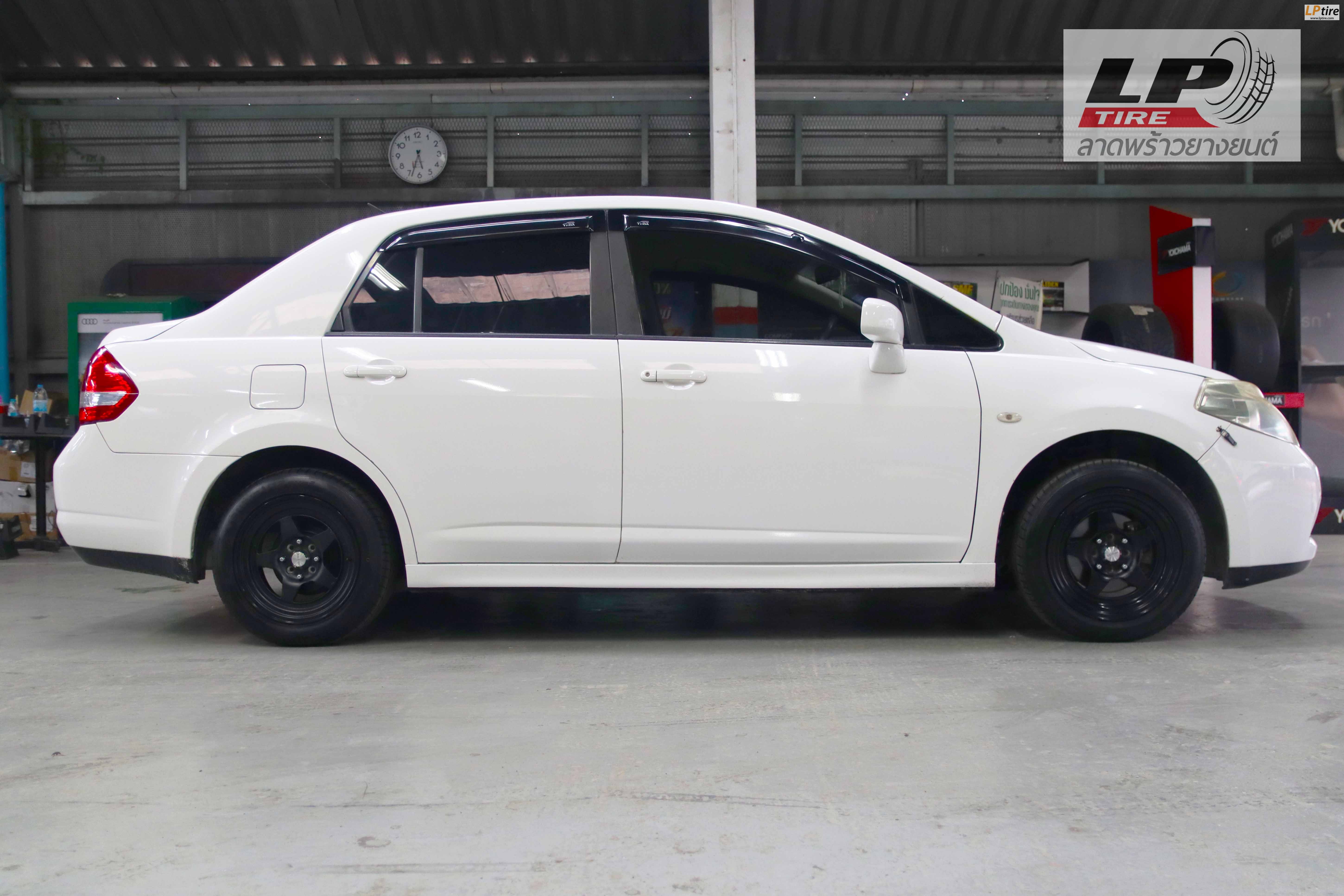 #NISSAN#TIIDA จัดแม็กโปร #APEX#AD001 MEISTER S1 15x7 ET35 4x100-4x114.3 #ดำด้าน คู่ยางยนต์ #HANKOOK K-120 195/55-15