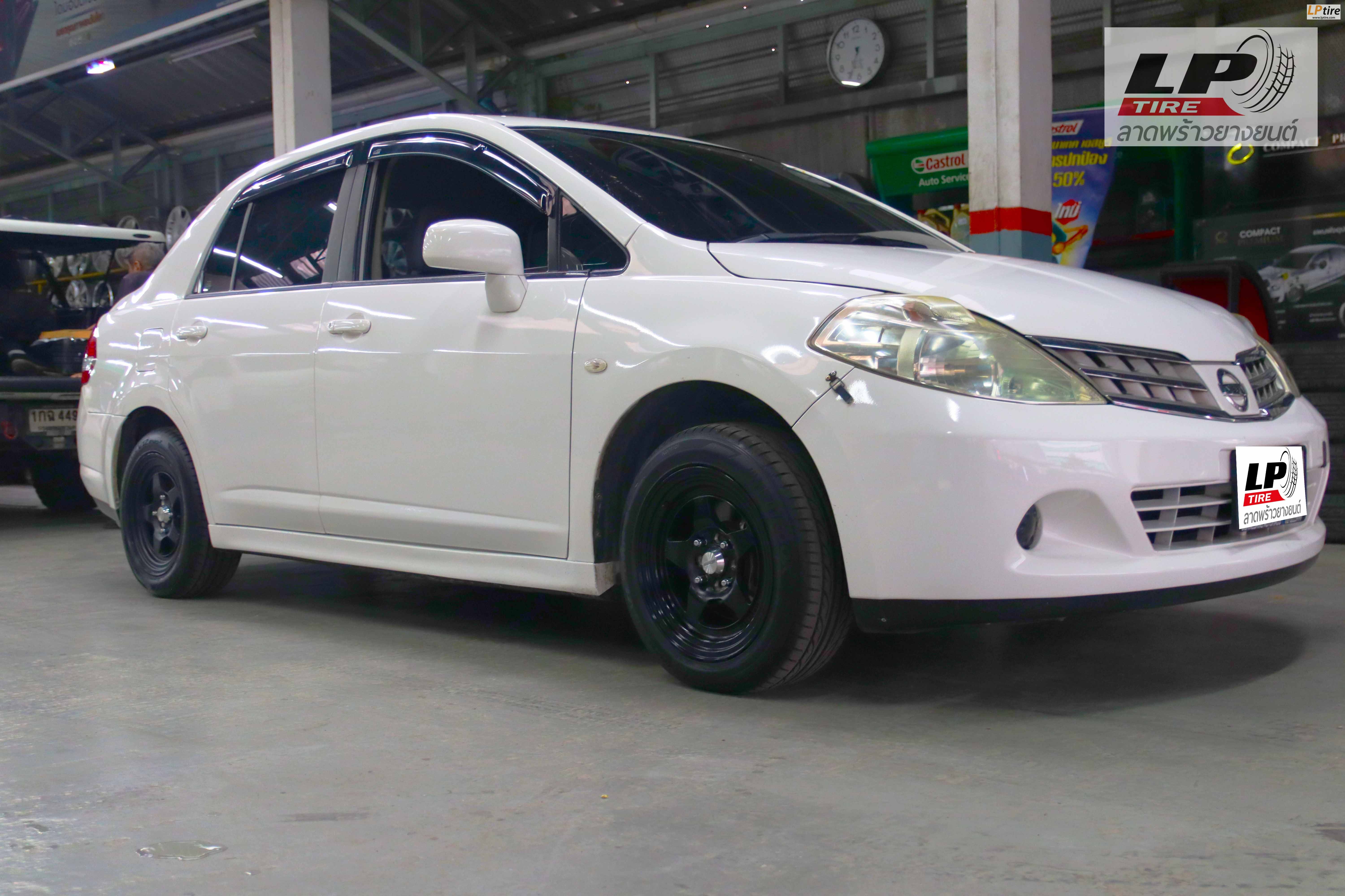 #NISSAN#TIIDA จัดแม็กโปร #APEX#AD001 MEISTER S1 15x7 ET35 4x100-4x114.3 #ดำด้าน คู่ยางยนต์ #HANKOOK K-120 195/55-15 