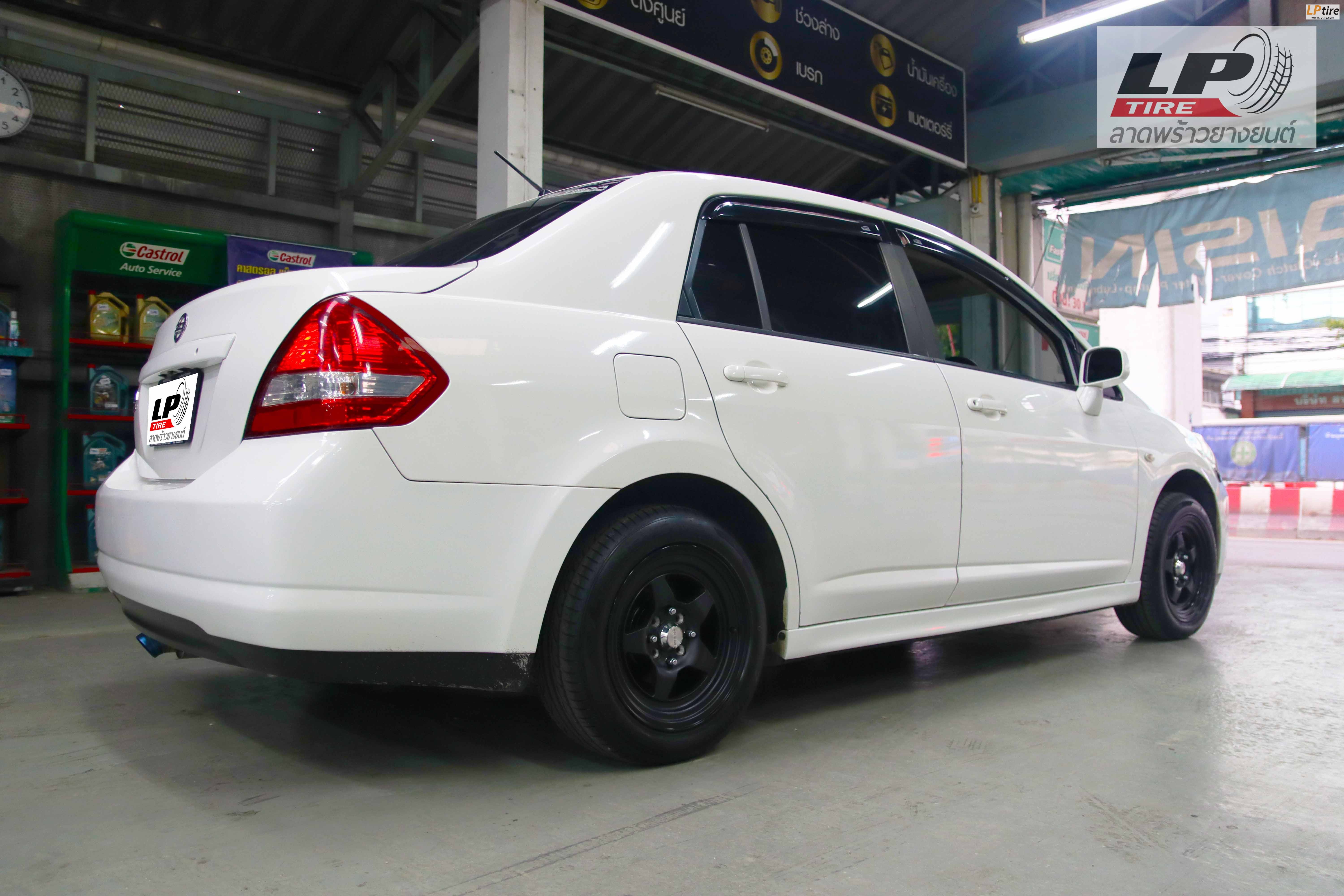 #NISSAN#TIIDA จัดแม็กโปร #APEX#AD001 MEISTER S1 15x7 ET35 4x100-4x114.3 #ดำด้าน คู่ยางยนต์ #HANKOOK K-120 195/55-15