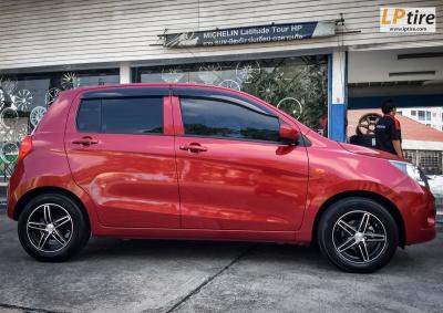 Suzuki Celerio + แม็กลาย VOSSEN CV5 MGW MA017 ขอบ 14นิ้ว สีดำด้านหน้าเงาด้าน + ยางรถยนต์ YOKOHAMA AE50 175/65-14