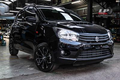 รถ - SUZUKI CELERIO ล้อแม็ก - INFERNO 7091 ดำอันเดอร์คัตเงินก้านเงิน สเปค - 15x7 ET38 4x100 รัดยาง - KENDA KR-203 เบอร์ - 195/55-15