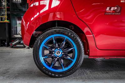 รถ - SUZUKI CELERIO ล้อแม็ก - SSW S195 ดำขลิปฟ้าขอบฟ้า ขอบ - 15x6.5 ET38 4x100 ยาง -YOKOHAMA A-DRIVE AA01 เบอร์ - 195/50-15