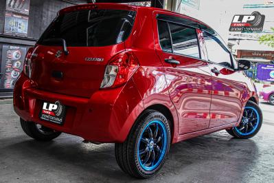 รถ - SUZUKI CELERIO ล้อแม็ก - SSW S195 ดำขลิปฟ้าขอบฟ้า ขอบ - 15x6.5 ET38 4x100 ยาง -YOKOHAMA A-DRIVE AA01 เบอร์ - 195/50-15