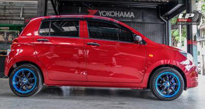 รถ - SUZUKI CELERIO ล้อแม็ก - SSW S195 ดำขลิปฟ้าขอบฟ้า ขอบ - 15x6.5 ET38 4x100 ยาง -YOKOHAMA A-DRIVE AA01 เบอร์ - 195/50-15