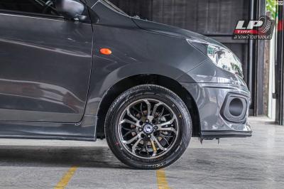 รถ - SUZUKI CELERIO ล้อแม็ก - MGW AF-P1148 ดำทรายหน้าเงา ขอบ -14x6 ET38 4x100-4x114.3 ยางเดิม - Bridgeston เบอร์ - 165/65-14