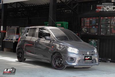 รถ -SUZUKI CELERIO ล้อแม็ก - INFERNO 0918 ดำขอบแดง สเปค - 14x6 ET35 4x100 ยาง - BRIDGESTONE EP150 เบอร์ - 165/65-14