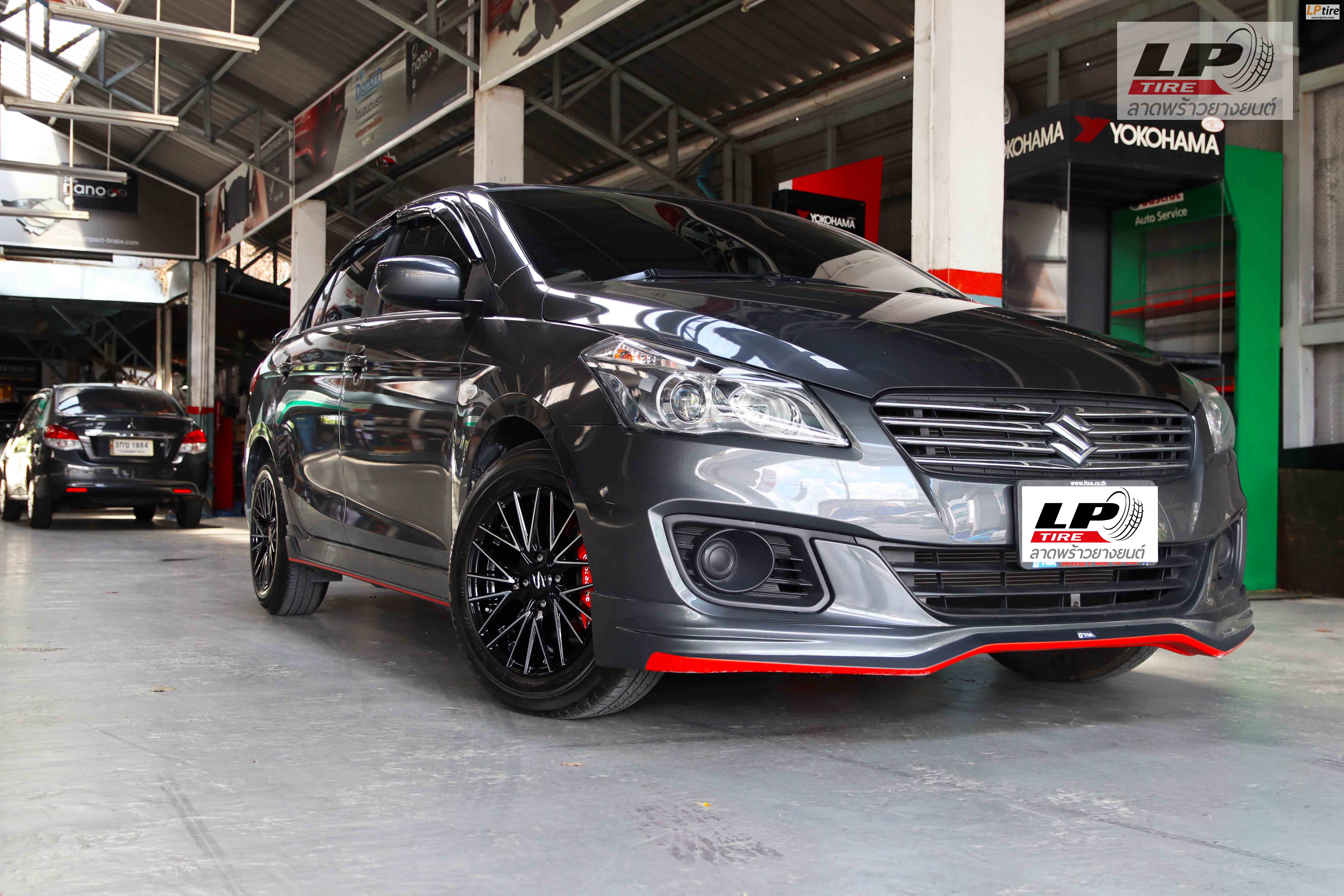 รถ - SUZUKI CIAZ I ล้อแม็ก - LENSO SPIRIT-AKIRA สีดำน้าเงา สเปค - 15x7 4x100 ET35 รัดยาง - BRIDGESTONE EP150 เบอร์ - 185/65-15