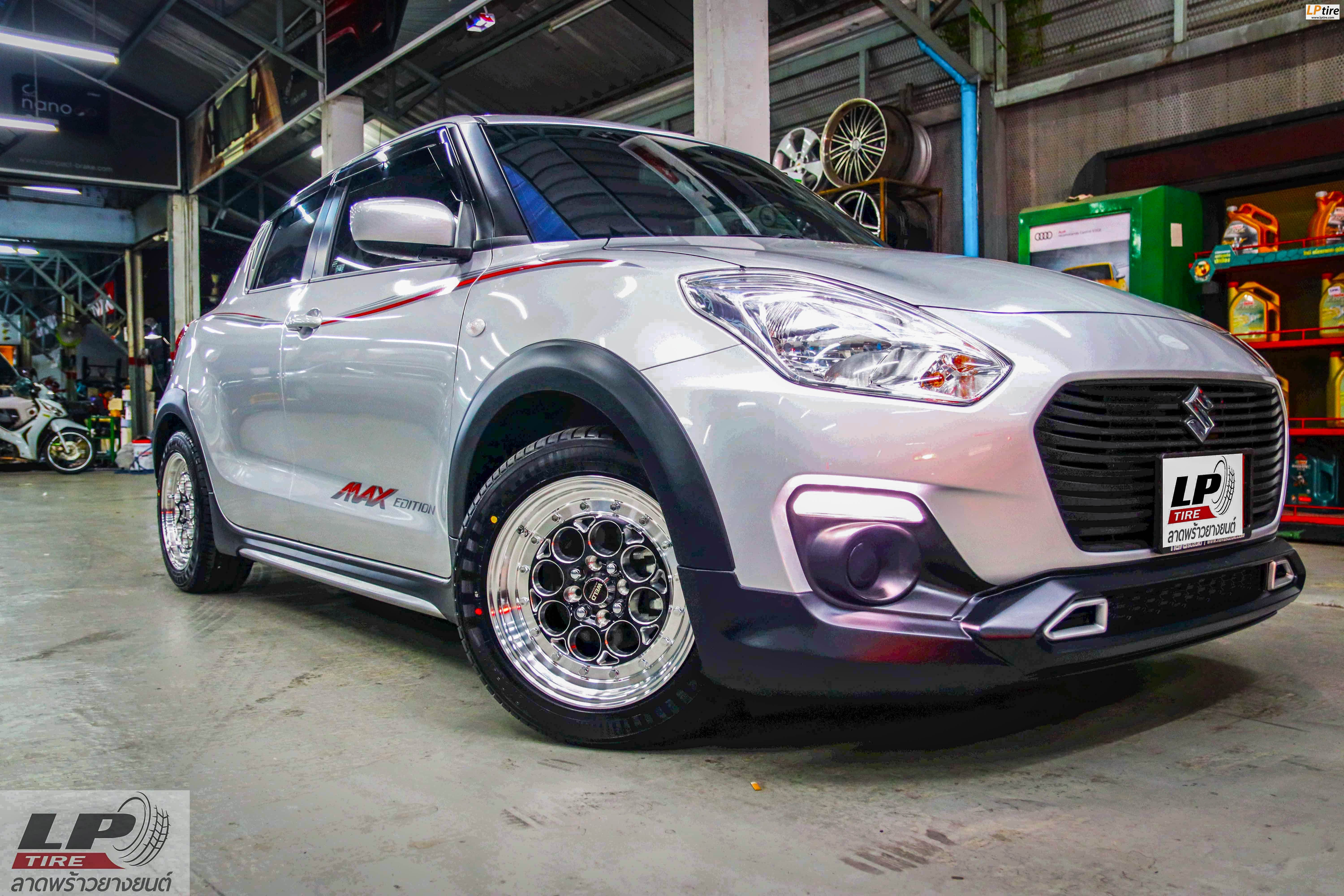 SUZUKI SWIFT จัดแม็กโปร APEX KT009 15x7 4x100-4x114.3 ET35 #ดำเงามิ่งลิ่งก้านเงิน พร้อมยาง YOKOHAMA A-DRIVE AA01 195/55-15 สวยงามลงตัวมาก