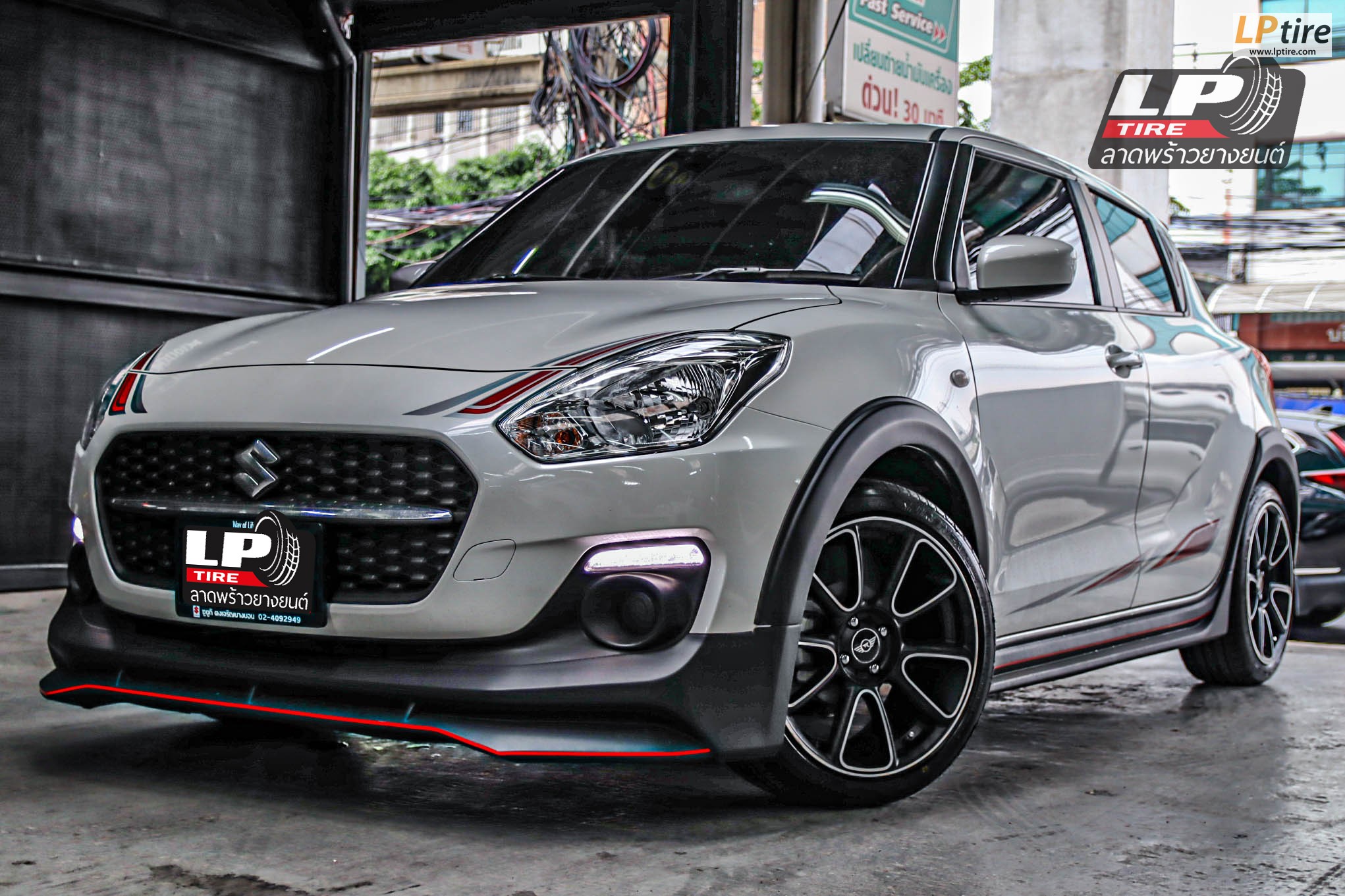 รถ - SUZUKI SWIFT ล้อแม็ก - TK SMART MINI DOLPHIN ดำหน้าเงา สเปค - 17x7.5 ET38 4x100 รัดยาง - FIRENZA ST-01A เบอร์ - 205/45-17