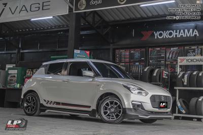 รถ - SUZUKI SWIFT ล้อแม็ก - TK SMART MINI DOLPHIN ดำด้านหน้าเงา สเปค - 15x7 ET35 4x100 รัดยาง - YOKOHAMA ES32 เบอร์ - 195/55-15