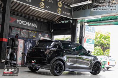 รถ - SUZUKI SWIFT ล้อแม็ก - LENSO Jager J1B BLACK สเปค - 15x7 ET35 4x100 ยางรถยนต์ - LENSO D-1CS เบอร์ -195/55-15