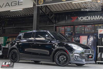 รถ - SUZUKI SWIFT ล้อแม็ก - LENSO Jager J1B BLACK สเปค - 15x7 ET35 4x100 ยางรถยนต์ - LENSO D-1CS เบอร์ -195/55-15