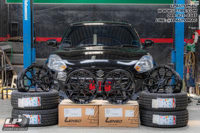 รถ - SUZUKI SWIFT ล้อแม็ก - LENSO Jager J1B BLACK สเปค - 15x7 ET35 4x100 ยางรถยนต์ - LENSO D-1CS เบอร์ -195/55-15