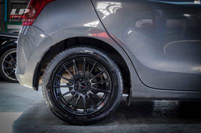 รถ - SUZUKI SWIFT ล้อแม็ก - INFERNO RS1501R สีดำด้าน สเปค - 15x7 4x100 ET38 รัดยาง - DUNLOP LM704 เบอร์ - 195/55-15