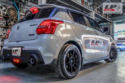 รถ - SUZUKI SWIFT A2L(ป้ายแดง) ล้อแม็ก - LENSO CLIMAX (90C) สีดำด้าน สเปค - 16x7.0 4x100 ET35 รัดยาง - BRIDGESTONE POTENZA RE004 เบอร์ - 205/50R16