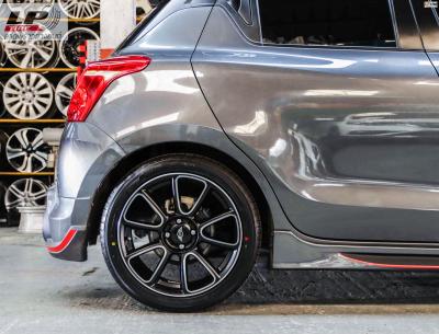 SUZUKI SWIFT จัดแม็ก MINI (MN2-201) 17x7.5 ET40 4x100 ดำหน้าเงา พร้อมยางยนต์ ALLIANCE 030Ex MADE IN JAPAN 215/45-17 สวยลงตัว