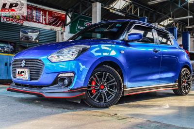 SUZUKI SWIFT จัดแม็ก LENSO SAMURAI RYU 15x7 ET35 4x100 สีดำหน้าเงา พร้อมยางยนต์ YOKOHAMA A-DRIVE AA01 195/55-15 สวยงามลงตัวมากครับ