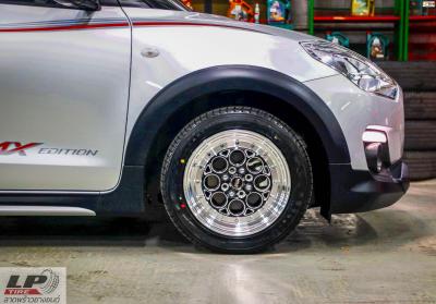 SUZUKI SWIFT จัดแม็กโปร APEX KT009 15x7 4x100-4x114.3 ET35 #ดำเงามิ่งลิ่งก้านเงิน พร้อมยาง YOKOHAMA A-DRIVE AA01 195/55-15 สวยงามลงตัวมาก