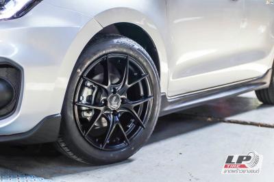 SUZUKI SWIFT ป้ายแดงเสริมสวยงาม จัดแม็ก LENSO Jager Dyna 16x7 ET35 4x100 #ดำด้าน ใส่ยางเดิมสวยงามหล่อลงตัว (ใส่195/50R16 จะสวยกว่านี้)