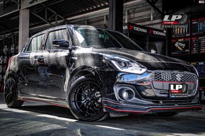 รถ - SUZUKI SWIFT A2L ล้อแม็ก -LENSO Jager Dyna ดำด้าน สเปค - 16x7 ET35 4x100 รัดยาง - MAXXIS HP5 เบอร์ - 195/50-16