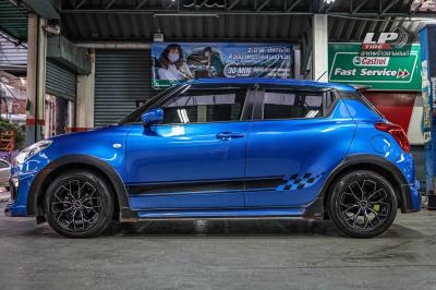 รถ - SUZUKI SWIFT ล้อแม็ก - SSW S389 ดำหน้าเงา สเปค - 15x6.5 ET35 4x100