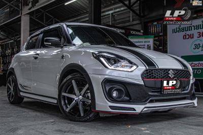 รถ - SUZUKI SWIFT A2L ล้อแม็ก - LENSO JAGER-CRAFT ดำหน้าเงา สเปค - 16x7 ET35 4x100