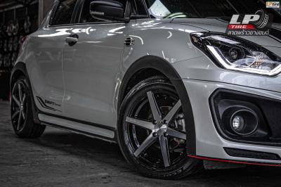 รถ - SUZUKI SWIFT A2L ล้อแม็ก - LENSO JAGER-CRAFT ดำหน้าเงา สเปค - 16x7 ET35 4x100