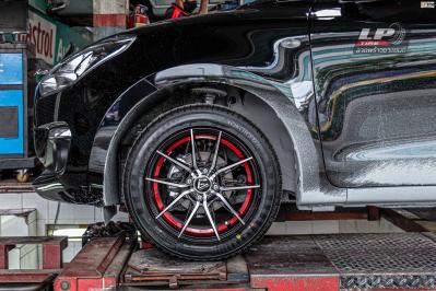 รถ - SUZUKI SWIFT ล้อแม็ก - EAGLE WHEEL V08 ดำหน้าเงาอันเดอร์คัตแดง สเปค - 15x7 ET35 4x100
ยาง - YOKOHAMA A-DRIVE AA01 เบอร์ - 195/55-15