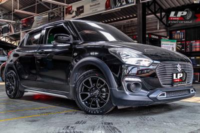 รถ - SUZUKI SWIFT ล้อแม็ก - TK SMART MINI DOLPHIN ดำเงาหน้าเงา ขอบ - 15x7 ET35 4x100ยาง - YOKOHAMA A-DRIVE AA01 เบอร์ 195/55-15