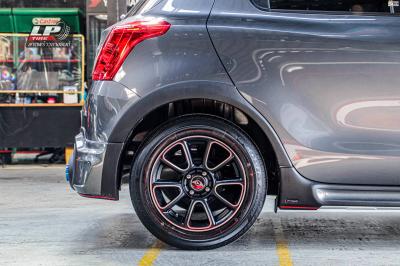 รถ - SUZUKI SWIFT ล้อแม็ก - TK SMART MINI DOLPHIN ดำด้านหน้าเงา ขอบ - 15x7 ET35 4x100 ยาง - BRIDGESTONE EP150 เบอร์ - 175/65-15