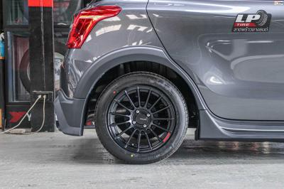 รถ - SUZUKI SWIFT ล้อแม็ก - MGW FF05 (RS05RR) FlowForming ดำด้าน ขอบ - 15x7 ET30 4x100 ยาง- LENSO D-1CS เบอร์ - 195/55-15