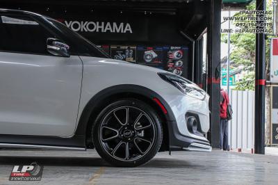 รถ - SUZUKI SWIFT ล้อแม็ก - TK SMART MINI DOLPHIN ดำหน้าเงา สเปค - 17x7.5 ET38 4x100 ยาง - LENSO D-1CS เบอร์ - 205/45-17