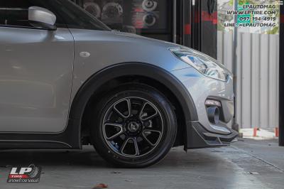 รถ -SUZUKI SWIFT ล้อแม็ก - TK SMART MINI DOLPHIN ดำด้านหน้าเงา สเปค -15x7 ET35 4x100 ยาง - BRIDGESTONE EP150 เบอร์ -175/65-15