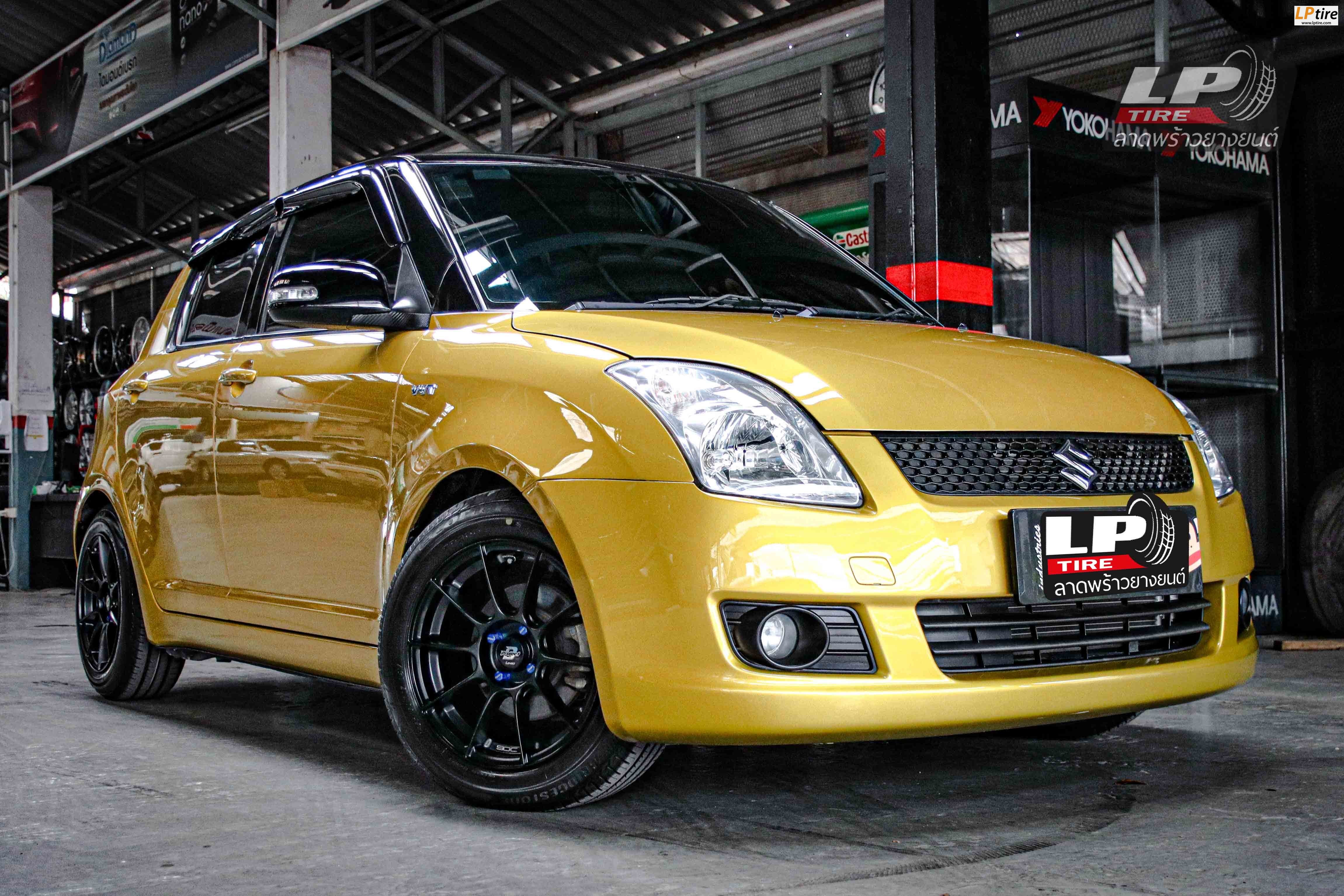 รถ - SUZUKI SWIFT AZG ล้อแม็ก - LENSO CLIMAX (90C) สีดำด้าน สเปค - 15x7 4x100 ET33