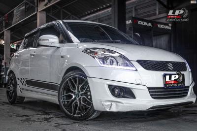 รถ -SUZUKI SWIFT A2L ล้อแม็ก - SSW S348 ดำหน้าเงา สเปค - 17x8 ET38 4x100 รัดยาง - DEESTONE R702 เบอร์ - 205/45-17