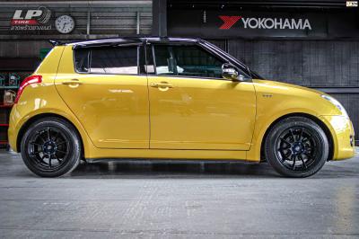 รถ - SUZUKI SWIFT AZG ล้อแม็ก - LENSO CLIMAX (90C) สีดำด้าน สเปค - 15x7 4x100 ET33