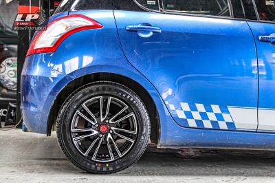 รถ - SUZUKI SWIFT II AZG ล้อแม็ก - LENSO SCR SAMURAI RYU ดำหน้าเงา สเปค -15x7 ET35 4x100 รัดยาง - YOKOHAMA A-DRIVE AA01 เบอร์ - 195/55-15