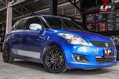 รถ - SUZUKI SWIFT II AZG ล้อแม็ก - LENSO SCR SAMURAI RYU ดำหน้าเงา สเปค -15x7 ET35 4x100 รัดยาง - YOKOHAMA A-DRIVE AA01 เบอร์ - 195/55-15