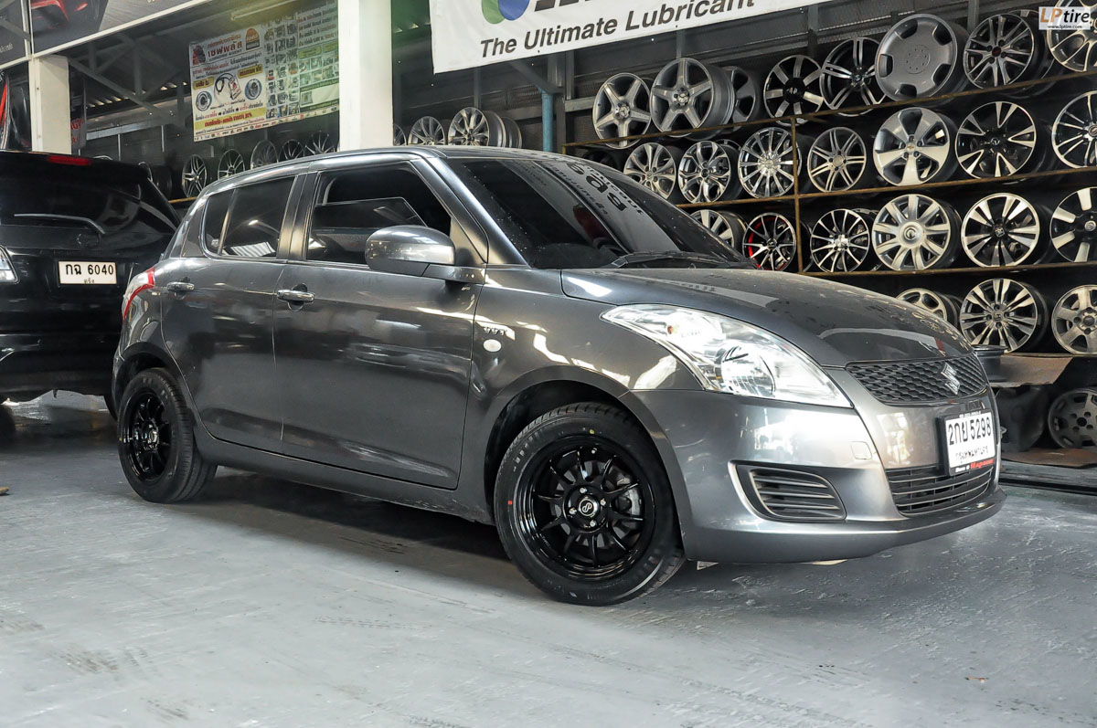 Suzuki Swift + ล้อแม็ก ENKEI KT 007 สี ดำเงา ขอบ 15 + ยาง YOKOHAMA A-DRIVE  195/55-15 